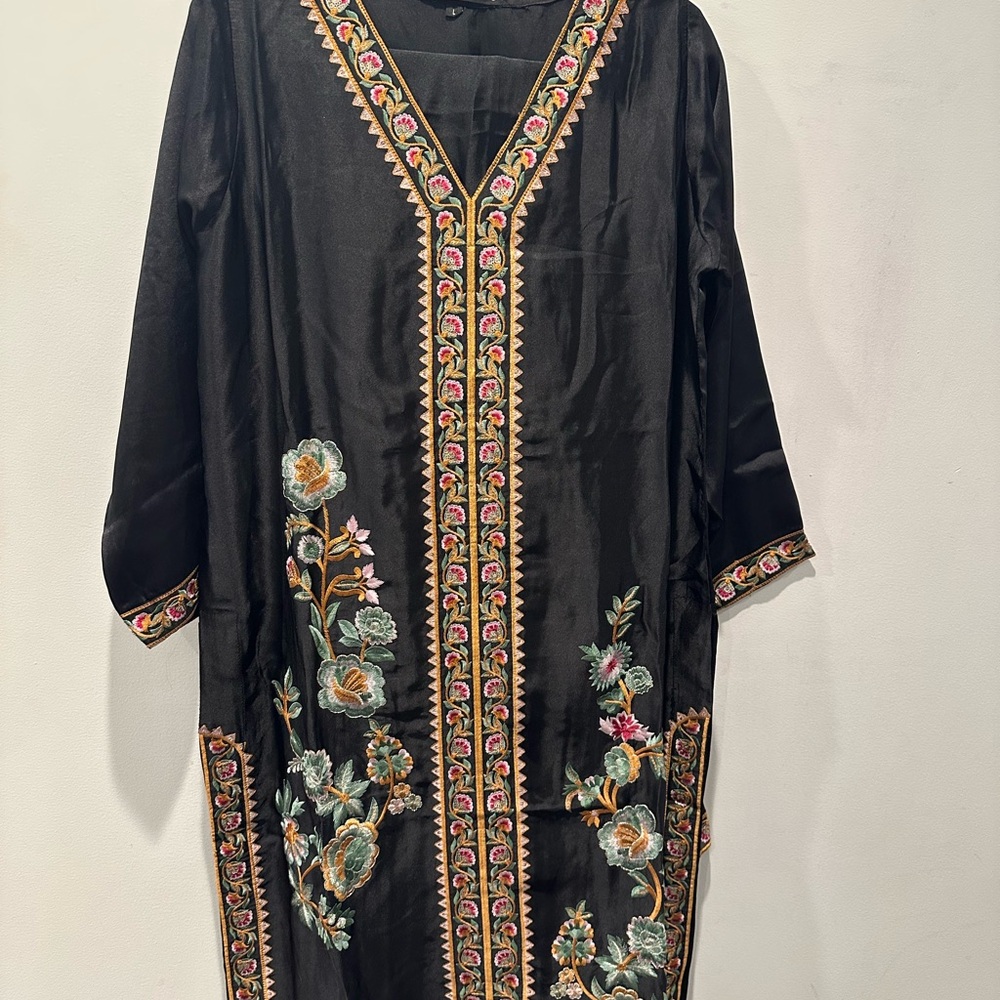 Embroidered Black Dress